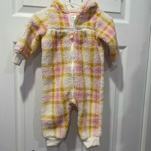 Carter's Pink and Yellow Plaid Fleece Footie